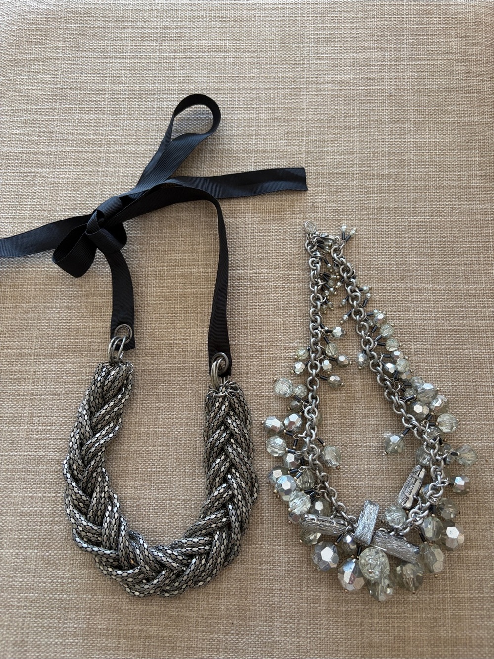 Simply Vera Silver Braided and Crystal Statement  necklace Set - Women